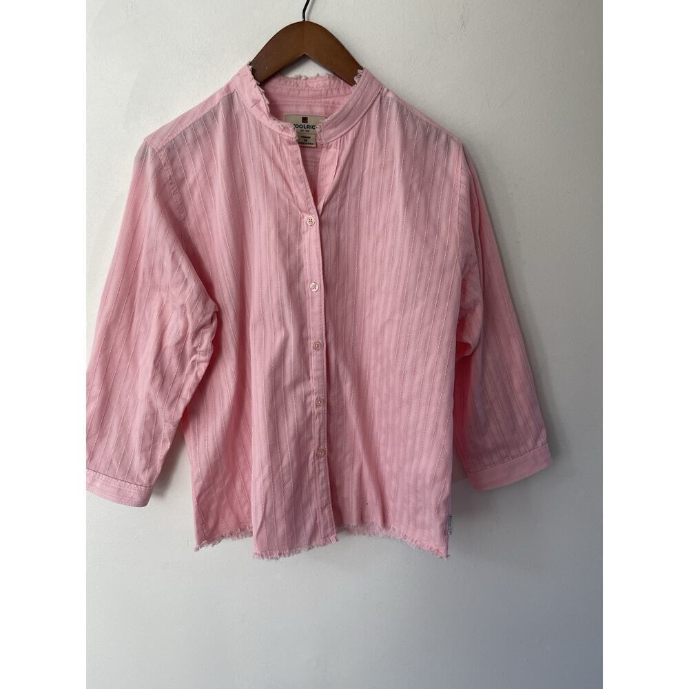 Woolrich Embroidered Cotton Button Tunic Top Size M Pink Lagenlook Cottagecore